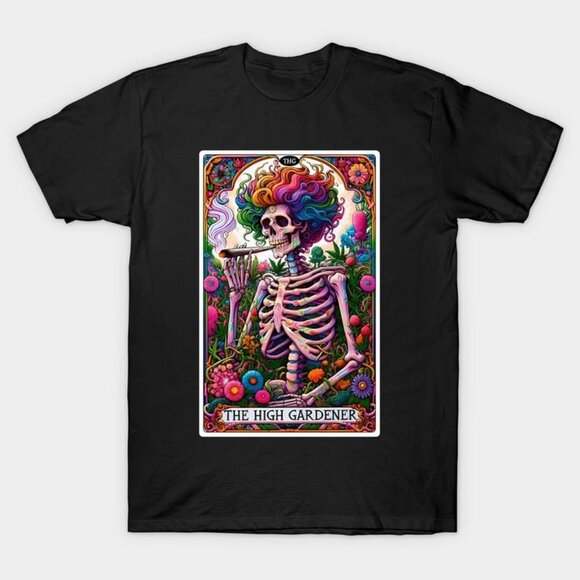 Unbranded Tops - The High Gardener Skeleton Tarot Card T-shirt